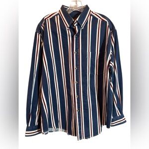 Vtg 90s Route 66 Mens Large Striped Color Block Button Down Shirt